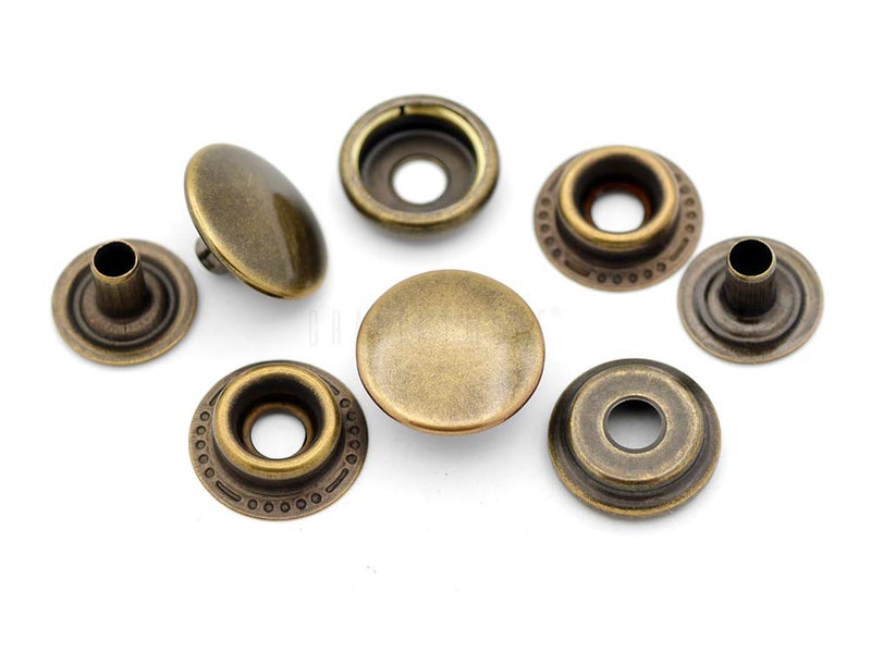 CRAFTMEMORE 50 Sets Antique Brass Snap Fasteners Ring-Socket Press Studs for Jacket Bag Canvas Closures #201 VT47 (15mm (0.59")) - Image 1
